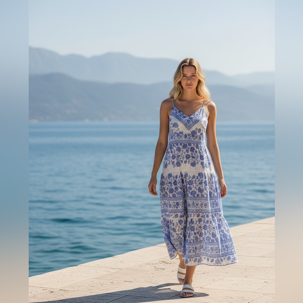 BCBG NWT maxi white Provence floral dress